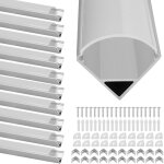 Swanew 10x1m profil aluminium led angle anodis diffuseur laiteux pour ruban bande led couvercle blanc ...