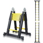 Hengda - swanew escabeau tlescopique alu en noir + jaune 2. 5 + 2. 5m