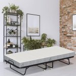 Swanew lit pliant avec matelas de 10 cm, cadre de lit en mtal robuste en forme de u, 4 roues universelles, ...
