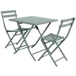 Hesperide - salon de jardin carr en mtal greensboro 70 x 70 cm olive avec 2 chaise - hespride