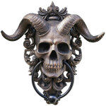 Heurtoir de porte style punk satan avec t�te de mort et t�te de b�lier, 1 pi�ce
