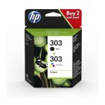 Hewlett packard - hp 303 pack de 2 cartouches dencre noire et trois couleurs authentiques 3ym92ae pour ...