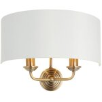 Highclere applique murale shade, plaque en laiton antique, tissu blanc vintage - endon