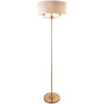 Highclere lampadaire avec abat - jour en laiton vintage, lin naturel, 3x e14 - endon
