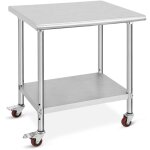 Hoerfuriy - table de travail de cuisine avec dosseret 76x61x89 cm inox, table de travail inox avec roulettes ...