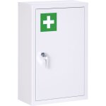 Homcom - armoire � pharmacie verrouillable 3 niv. 2 cl�s logo croix acier blanc