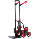 Homcom - diable pour escalier 6 roues diable repliable extensible 150 kg - chariot pliable acier noir ...