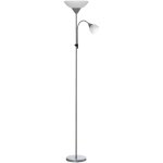 Homcom - lampadaire 2 t�tes douilles e27 e14 base m�tal dim. �28 x 179, 5h cm gris blanc