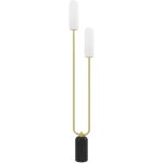 Homcom - lampadaire design art d�co h. 150 cm effet marbre noir m�tal dor� verre d�poli blanc
