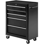 Homcom - servante d'atelier 5 tiroirs verrouillables 2 cl�s t�le d'acier noir