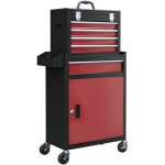 Homcom - servante d'atelier - chariot d'atelier d'outillage - 5 tiroirs, porte verrouillable - caisse ...