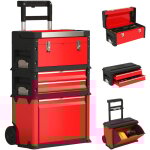 Homcom - servante d'atelier - servante outillage 3en1 - 2 botes  outils compactes + coffre - acier ...