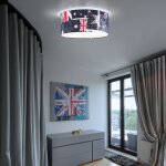Honsel leuchten - plafonnier avec drapeau union jack drapeau britannique plafonnier blanc rouge bleu, ...