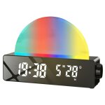 Horloge led numrique avec simulation de lever de soleil, avec radio fm et lumire rglable, affichage ...