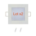 Horoz electric - lot de 2 dalles led extra plates carr� blanc 3w (eq. 24w) 6400k dim 90x90mm