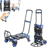 2 - en - 1, chariot � roulettes et diable pliant, chariot pliable max 136kg, diable demenagement max ...
