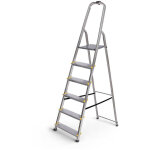 Escabeau 6 marches dura pliable, marchepied l�ger en aluminium, hauteur plateforme 119cm, pieds antid�rapants, ...