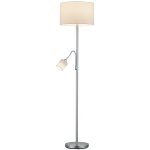 H�tel lampadaire en acier avec lampe de lecture abat - jours blancs avec allumages s�par�s h. 170cm