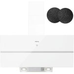 Hotte aspirante 90cm, hotte de cuisine inclines blanc, classe a + + , 594 m / h, evacuation ou recyclage, ...