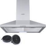 Hotte aspirante hotte de cuisine 60cm - 3 vitesse - 2 filtres  charbon - recyclage ou evacuation - led ...