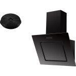 Hotte aspirante � recyclage 60 cm set hotte inclin�e sans copie noir + filtre respekta