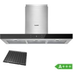 Hotte aspirante tactile 90cm classe a + + + 650 m / h nergtique 4 vitesse - agiter filtre  charbon ...
