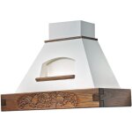 Webmarketpoint - hotte de cuisine rustique blanche epoque avec cadre en bois incrust couleur tabac 120 ...