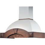 Webmarketpoint - hotte de cuisine rustique blanche gaia max avec cadre en bois incrust couleur tabac ...