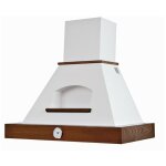 Webmarketpoint - hotte de cuisine rustique blanche giada avec cadre en bois incrust� couleur tabac avec ...