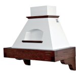Hotte de cuisine rustique blanche giada max avec cadre en bois incrust couleur tabac 120 cm