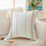 Housses de coussin modernes - simples et g�om�triques - tricot�es - d�coratives - beige - pour canap� ...
