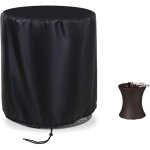 Housse imperm�able pour petite table ronde, table de patio, housse de seau � glace imperm�able, noir ...