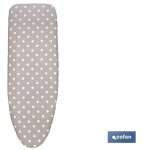 Housse de planche � repasser matelass�e extensible � pois 135x53cm en coton gris et blanc