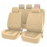 Housse de siege auto en cuir artificiel universel en cuir pu, ensemble 9 pi�ces beige