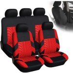 Housse siege voiture, 9pcs voiture cuir ensembles housses si�ge, housses de si�ge universelles(rouge) ...