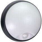 Hublot led rond noir, 12w, 1200 lumens, ip65, couleurs r�glables 3000 / 4000 / 6500, d�tecteur de mouvement, ...