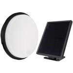 Hublot led solaire rond noir, 11w, 1000 lumens, ip54, 4000k blanc - neutre, garantie 5 ans tibelec