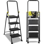 Hytama tabouret echelle pliant peu encombrant black max avec marches antiderapantes et poignee en caoutchouc ...