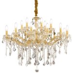 Ideal lux florian - lustre en cristal  18 ampoules au fini dor, e14