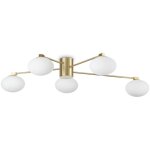 Ideal lux hermes plafonnier semi - affleurant à 5 bras globes multiples laiton Ideal lux hermes plafonnier semi - affleurant à 5 bras globes multiples laiton