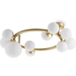 Ideal lux - perlage plafonnier globe � 10 lumi�res en laiton, abat - jour en verre blanc