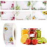 Ikodm - 500 pi�ces �tiquettes � confiture, �tiquette autocollante fleur rectangle etiquettes autocollants ...