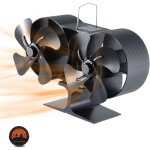 Ventilateur de po�le � chaleur � 8 lames, mini ventilateur � bois et br�leur � b�ches avec thermom�tre ...