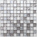Ilcom - mosaque de verre sur maille pour salle de bain ou cuisine 30 x 30 cm - titanic
