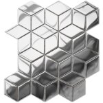 Ilcom - mosa�que de verre sur maille pour salle de bain ou cuisine silver geometric cubes - 26. 5cm x ...