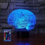 Illusion 3d cerveau led lampe art d�co lampe lumi�res led d�coration lampes t�l�commande 7 / 16 couleurs ...