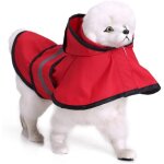Imperm�able pour chien avec capuche et bandes r�fl�chissantes (rouge)