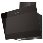 Indesit ? hotte d�corative inclin�e 60cm 647m3 / h noir ? moteur int�gr� pour �vacuation ou recyclage ...