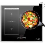 Induction 3 feux avec cadre, bord inox, plaque induction 60cm, 6800w, commande tactile  curseur, zone ...