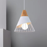 Industriel lustre suspension cratif abat - jour 25cm en forme badminton en mtal et bois plafonnier ...
